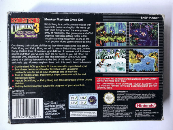 Donkey Kong Country 3: Dixie Kong's Double Trouble!(SNES: Spil i original emballage) #118 - Billede 8