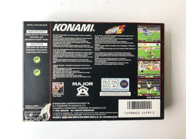 International Superstar Soccer 98 (N64: Spil i original emballage) #82 - Image 8