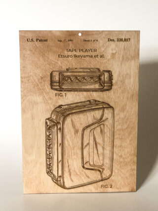 Patenttegning:  Tape Player. Lasercut.