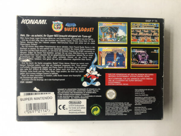 Tiny Toons Adventures: Buster Busts Loose (SNES: Spil i original emballage) #80 - Billede 8