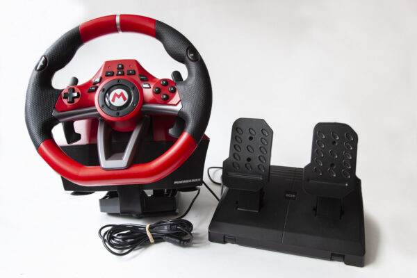 Hori Nintendo Switch Mario Kart Racing Wheel Pro Deluxe Controller - Red/Black (Switch brugt) - se beskrivelse