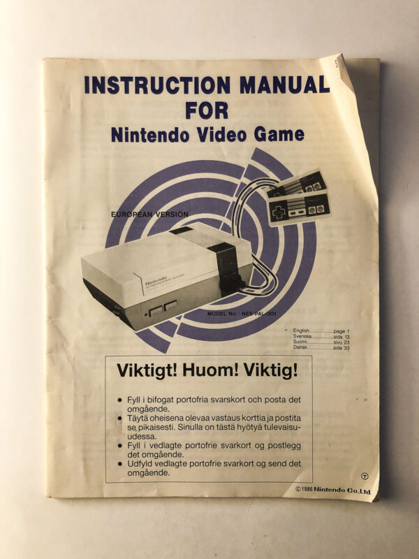 Instruction Manual for Nintendo Video Game (Nordisk med Dansk)(NES Manual) #54