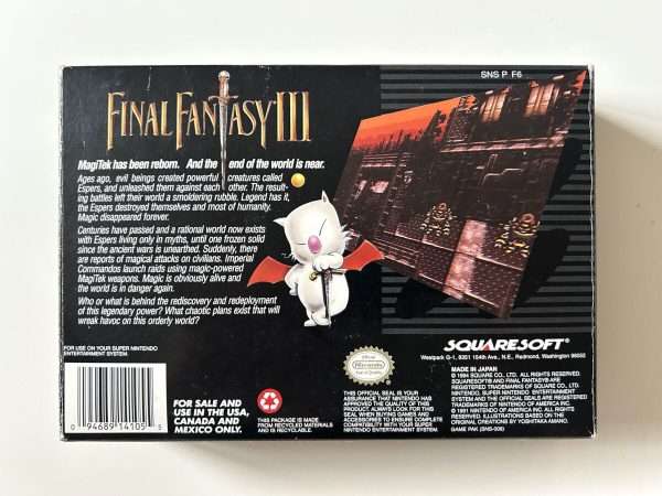 Final Fantasy III (Reg USA)(SNES i original emballage) #222 - Billede 8