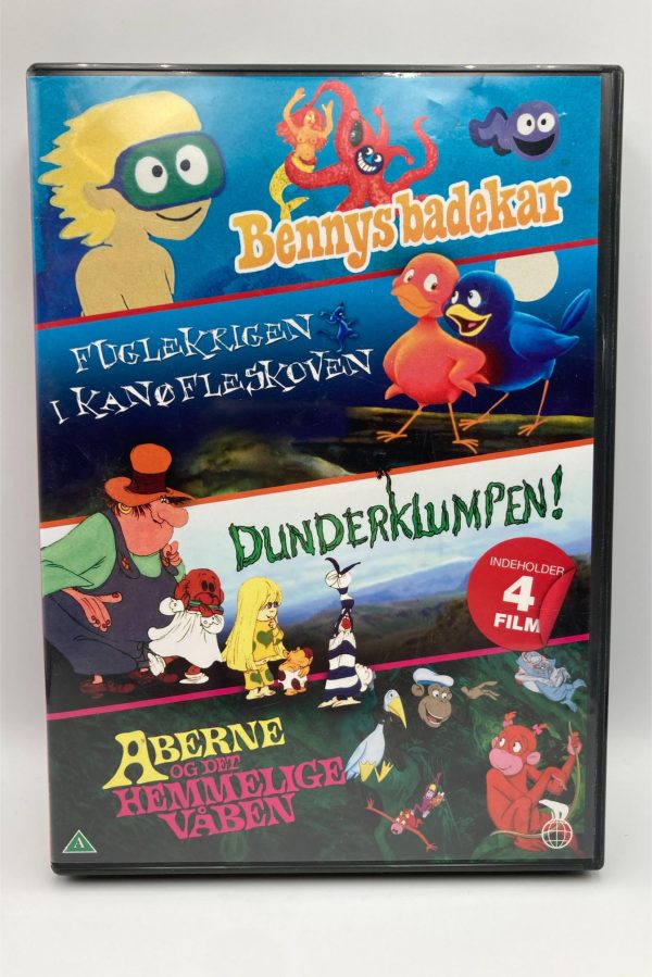 Bennys Badekar/Fuglekrigen i Kanøfleskoven/Dunderklumpen/Aberne og det hemmelige våben(DVD brugt)