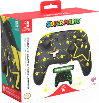 Super Mario Glow in the Dark-controller fra PDP(Switch Ny)